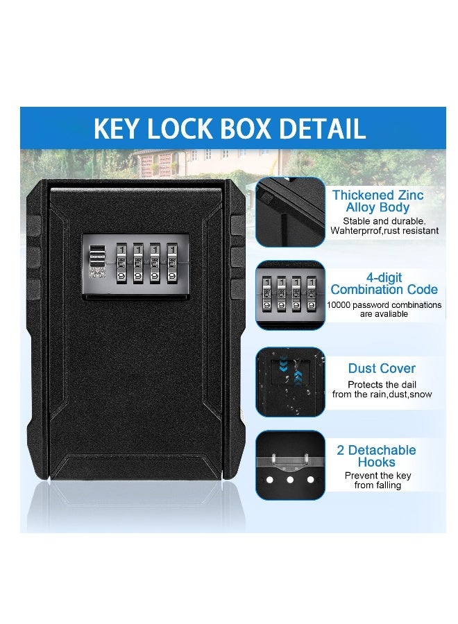 Large Capacity Key Lock Box, Sturdy Waterproof Wall Mount Security Lockbox for House, Garage, Office, Warehouse, Outdoor Key Hider with Code, Secure Storage for Keys - Image 3